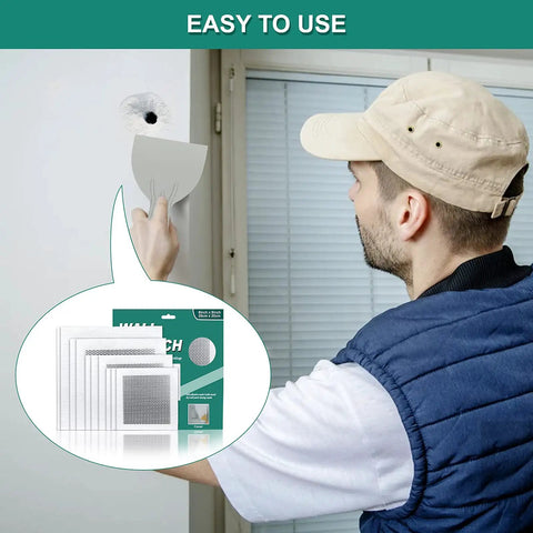 All In One Drywall Patch Kit With Self Adhesive Aluminum Patches For Quick Wall Repair Includes 2x2 4x4 6x6 8x8 Inch Patches Plus Free Scraper And Sandpapers For Plasterboard Ceilings