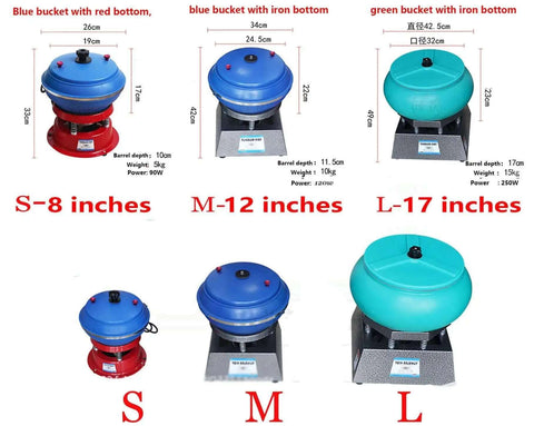 Three sizes of Dope Tumbler Polishing Machine For Jewelry And Gems, Bench Top Vibratory Polisher Grinder 120W Mini 12L