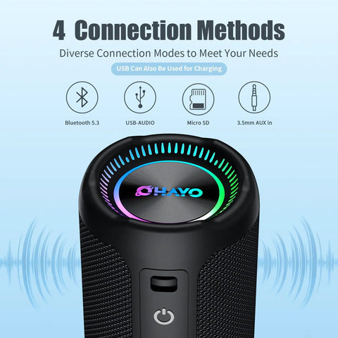 Top view of Outdoor Waterproof Bluetooth Speaker With Bass Boost And 35W Power For Loud Stereo Sound IPX7 Portable Party Speaker