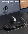 24 Outlet Power Hub With 6 USB Ports And 2 USB C Ports 1875W 15A Surge Protector 3400 Joules Wall Mountable