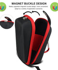 Universal Golf Rangefinder Case With Magnetic Buckle Design Semi Hard EVA Protective Bag For Laser Distance Meters That Fits Most Models Red And Black Durable Travel Friendly, open view