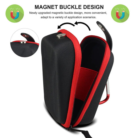 Universal Golf Rangefinder Case With Magnetic Buckle Design Semi Hard EVA Protective Bag For Laser Distance Meters That Fits Most Models Red And Black Durable Travel Friendly, open view