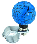 Ball Steering Wheel Knob Spinner For One Hand Driving Aid, marbled blue power handle grip, ergonomic assist for vehicles