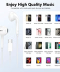 Two Pack Premium USB C Wired Earbuds Featuring A Built In DAC Chip And Tangle Free Four Foot Cord For Smartphones and tablets.