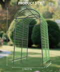 7.5 Foot Metal Garden Arch Trellis Arbor With Netting, Adjustable Width Pergola For Climbing Plants, Outdoor Setting