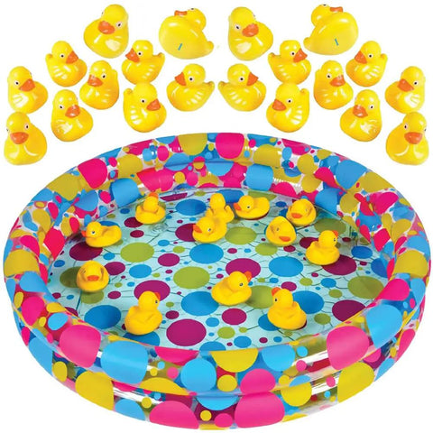 Duck Pond Matching Carnival Game For Kids Kid Friendly Inflatable Pool Play Set With 20 Plastic Ducks Featuring Number Pairs