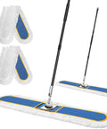 48 Inch Commercial Dust Mop Featuring Oversized Head Heavy Duty Floor Sweeper with two cotton pad attachments.