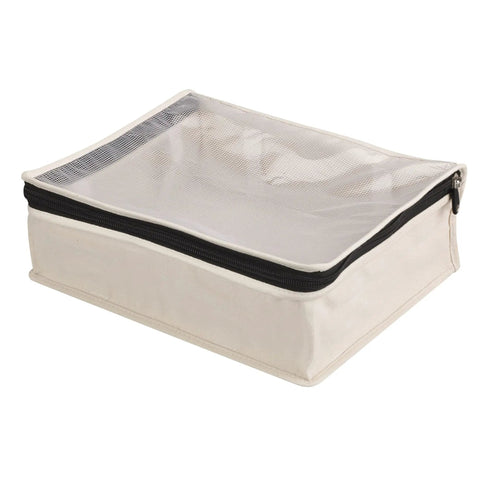 Under Bed Sweater Storage Bags 2 Pack Made From Breathable Cotton Canvas With Zippers And Clear Top Window showcasing stackable design.