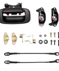 Heavy Gauge Steel Direct Replacement Rear Tailgate Handle Kit For Chevy Silverado 1500 2500 3500 1999 To 2006, includes latches and screws.
