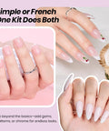 French Tip Gel Polish Peach Mousse 15ml Kit With French Tip Stamp, HEMA-Free White And Light Pink Gels, showcased on manicured nails