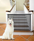 Retractable Dog And Baby Gate For Stairs And Doorways 43.3 Inches Wide 28.3 Inches High No Drilling Mesh Panel with Dog