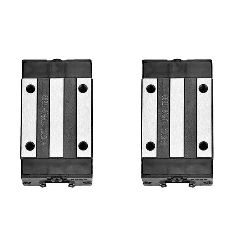 Close-up of 2 HGH20CA carriage blocks from 150mm Linear Sliding Rail Guide Set for precise milling and CNC machines.