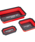 Collapsible Magnetic Tray Set, 3 Piece Tool Storage Kit With Magnetic Base Sheets, Nesting Design, Durable Silicone Trays
