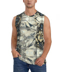 Beast Mode Mens Breathable Mesh Sleeveless Vest With Mechanical Insect Print Loose Fit Quick Drying Athletic Tank Top For Heavy Workouts Trail Runs And Daily Grind X Large worn by a male model.