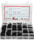 350 Piece Spring Hose Clamp Set 6 To 19 Mm Range 65Mn Spring Steel Dacromet Coated Fuel Line Clamps organized in box