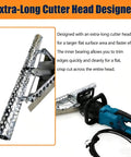 Close-up of extra-long cutter head on 1800W Electric Foam Planer designed for quick, clean insulation trimming.