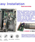 Built Tough Heavy Duty Treadmill DC Drive Motor With Flywheel, 2.80 HP Engine, Easy installation wiring guide.