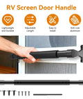 Aluminum RV Screen Door Handle, Adjustable 20 to 32 Inches, Built Tough Grab Bar and Crossbar for Camper Entry, Universal Fit for RV Motorhome Travel Trailer, Black installed on RV screen door