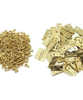 10 Pack Mini Cabinet Drawer Butt Hinges With Screws Solid Brass For Jewelry Chest And Wooden Box Soft Close Dampening System Quiet Self Close Hardware Set, showing brass hinges and screws