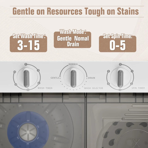 Portable Twin Tub Washing Machine Featuring A 28 Lb Washer And Spin Dryer Combo For Straight Up No Sweat Laundry with dials and settings.