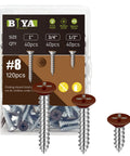 Self Tapping Brown Head Wood Screws Kit 120 Pieces Philips Flat Head Assorted Sizes One Half Inch, Three Quarter Inch, One Inch For DIY Projects And Quick Home Fixes Perfect For Cabinets, Furniture, Shelves And General DIY Repairs For Woodworking And. #8 brown truss-head wood screws in 1/2, 3/4, and 1 inch sizes, 120 pcs