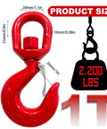1 Ton Heavy Duty Swivel Hook With Safety Latch 360 Degree Rotating Crane Lifting Eye Hook For Crane And Lifting Chains Port