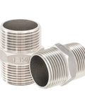 1" Male Hex Nipple Pipe Fittings, 304 Stainless Steel 1 inch NPT Threaded Pipe Adapter Fittings Equal Nipples Connectors, Male Straight Connector Pipe Fitting (2pcs) front view.