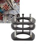 Premium Router Lift System With Smooth Height Adjustment And Durable Aluminum Build For Knocking Your Woodworking Projects Out Of The Park With Rock Solid Four Jaw Clamping And Sweet Precision, close-up view of adjustable lift components.