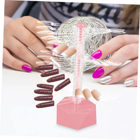 Slay Your Mani Routine Boss Level Organization Tool Sixty Piece Clear Acrylic Spiral Display Stand For Practicing Tips And Showcasing Gorgeous Pink Swatches In A Clean Setup