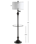 60 Inch Oil Rubbed Bronze Floor Lamp With Integrated Glass Side Table Sleek Swing Arm Design For Living Room