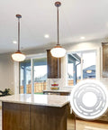 5 Pack Universal Light Fixture Mounting Brackets 4 Inch Diameter Steel Round Crossbars, installed for pendant lights in a kitchen