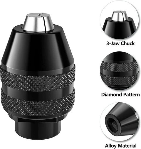 Keyless Chuck Replacement For Rotary Tools One Thirty Second To One Eighth Inch Shank Quick Change 3 Jaw Adapter Kit