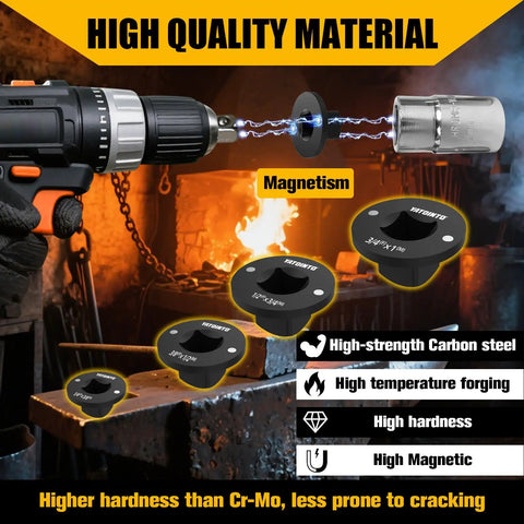 Tough As Nails Low Profile Impact Socket Adapter Set Featuring Heavy Duty Strong Magnets And Stubby Drive Conversion Fits Tight Quarters 4 Piece Crv Steel Garage Wrench Extender Kit Built To Last