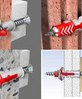 DuoPower And DuoTec Universal Toggle Wall Anchors Kit With PZ Screws For Hollow Walls, Drywall And Solid Materials, Assortment Box, 100 Anchors And 100 Screws installed in hollow wall and solid masonry