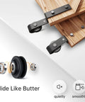 Bypass Double Sliding Barn Door Hardware Kit 6.6ft Track For Double 45 Wide Doors Smooth Quiet Ball Bearing Rollers