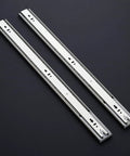 Full Extension Drawer Slides With Ball Bearing Rails And Soft Close 22 Inch Cabinet Mount, silver finish, shown on black background