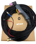Pilot Arc Plasma Cutter Torch Workhorse For AG60 And 40A 50A 60A High Frequency Air Plasma Cutters Compatible With CUT40DP CUT50DP CUT60DP AG60P 4m Cable Canvas Wrapped Includes Basic Consumables displayed on a cardboard surface