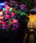 Cool Watering Can Lights Multicolor Outdoor Garden Decor Hanging Lantern Waterproof Solar Waterfall Lights illuminating flowers