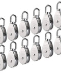Beefy Heavy Duty Single Pulley Block M15 304 Stainless Steel Swivel Top Ring Lifting Wire Rope Pulley Roller 360 Degree, 12 Pack