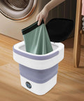 Hella Efficient Compact Foldable Mini Washer With Slick Drainage Setup And Pure Copper Motor Plus Gentle Handwash Simulation For Delicates And Baby Clothes Green Finish, small washer with laundry.