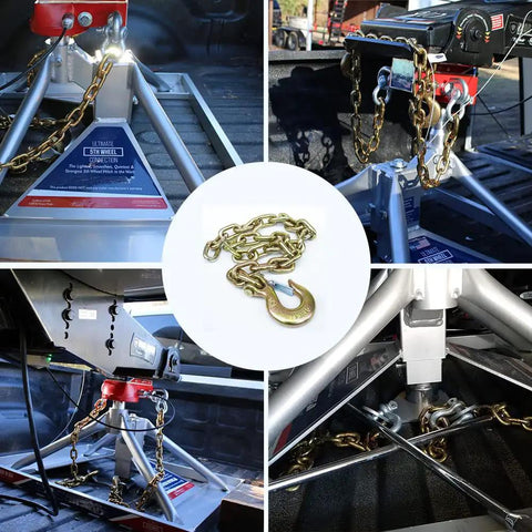Ultimate 5th Wheel Trailer Safety Towing Chain Kit For Universal Connection Fits Rail Or Gooseneck Setups Heavy Duty Safety Chains With 24000 Pound Capacity