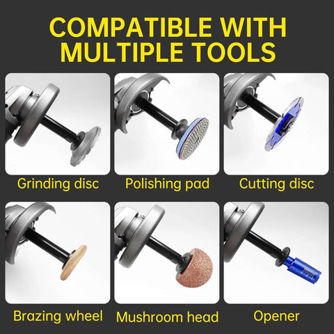 Angle grinder attachment kit with 6 pieces including grinding disc, polishing pad, and cutting disc.