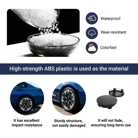 4 Pack Universal Car Wheel Hub Center Caps For Most Cars Black 60mm Outer Diameter ABS features and benefits