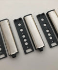 Smooth Push To Open Cabinet Door Dampers With Magnetic Lock Set Of Three displayed in silver metallic finish with gray bases.