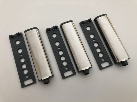 Smooth Push To Open Cabinet Door Dampers With Magnetic Lock Set Of Three displayed in silver metallic finish with gray bases.