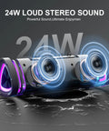 Compact Wireless Bluetooth Speaker With 24W Stereo Sound, illuminated drivers showcasing its dynamic audio and sleek design.