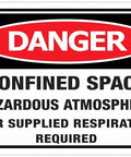 Confined Space Hazardous Atmosphere Sign Air Supplied Respirator Required 8x12 Inch Safety Warning for Worksites High Visibility OSHA Compliant Durable Weatherproof Sign for Indoor Outdoor Use, white aluminum