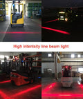 Forklift Safety Light Led Red Zone Pedestrian Warning for Warehouse Use 12V to 60V DC trucks and vehicles spotlight in action