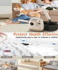 Handheld Steam Cleaner With LCD Display And One Click Control used on sofa, pet bed, and carpet for home detailing