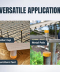 Powerful 4 Inch Dust Collection End Caps For Woodworking Systems shown in versatile applications like rebar caps, furniture feet, and metal poles.
